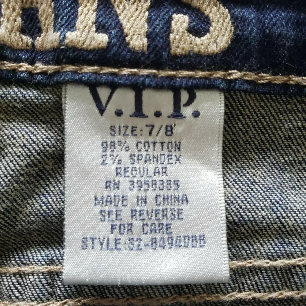 VIP Jeans Distressed Dark Wash Denim‎ Bib Overalls